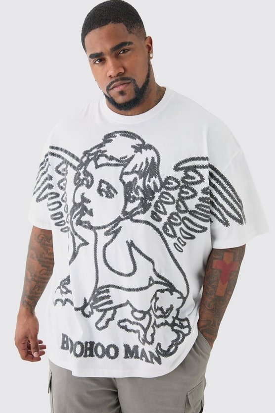 Plus weißes T-Shirt mit Renaissance Print
