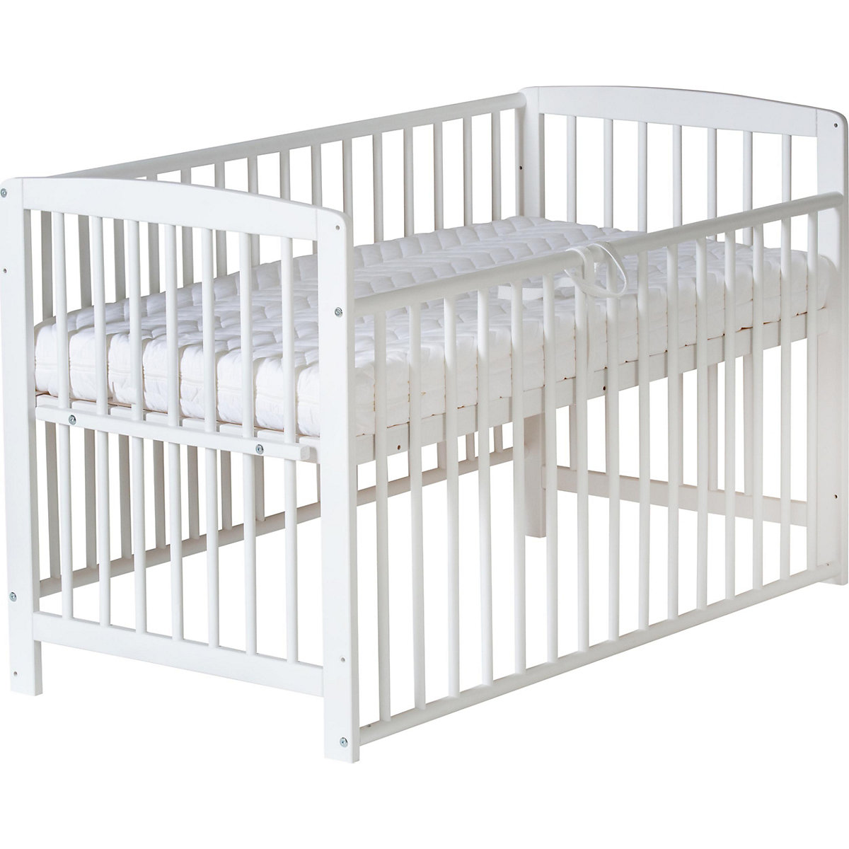 Beistell- Kinderbett Micky, Massivholz weiß lackiert, 60x120 cm