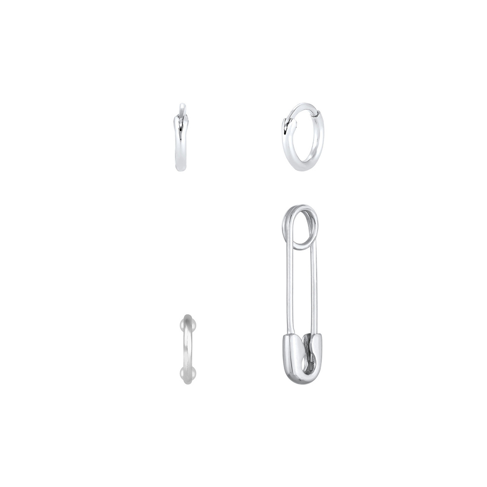 Elli Elli Boucles d'Oreilles Épingle de Sûreté Earcuff Femme - (925/1000) Argent Plaqu Boucles d'oreilles
