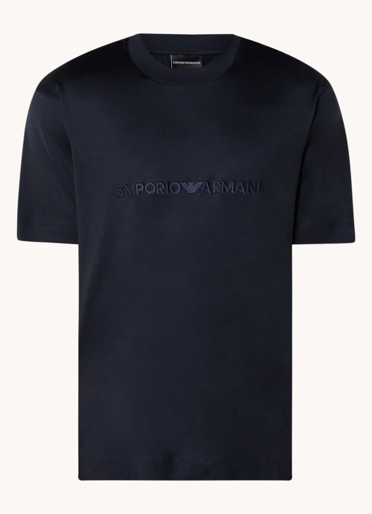 Tricou Emporio Armani din amestec de lyocell cu logo brodat