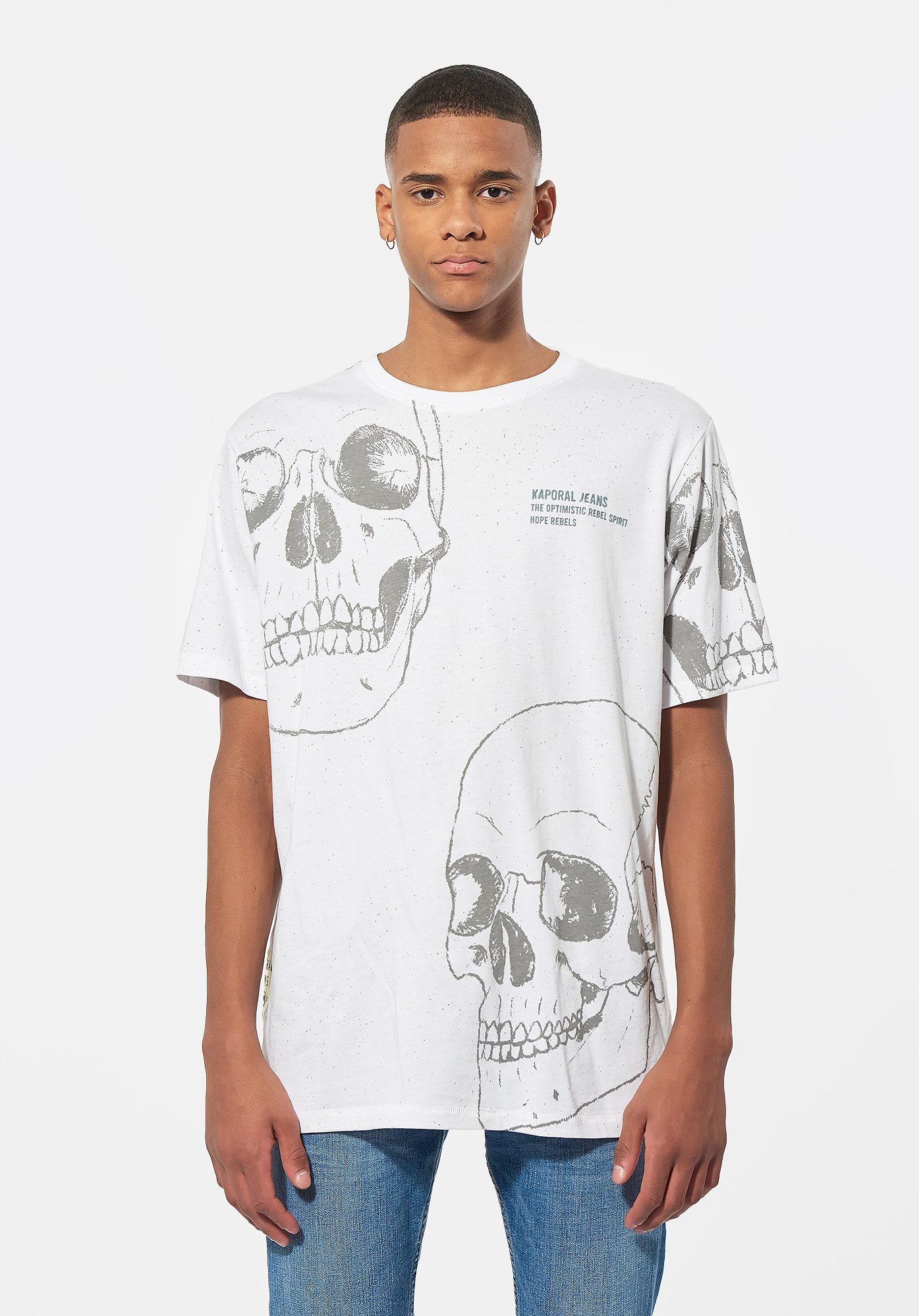 MURDO  T-shirt blanc tête de mort Homme en 100% coton