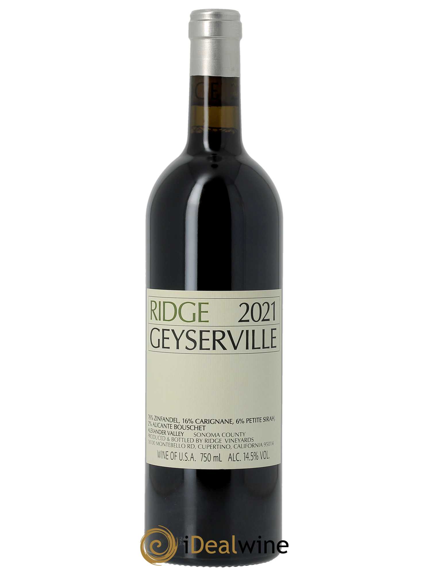 Alexander Valley Geyserville Ridge Vineyards  2021 - Lot de 1 Bouteille