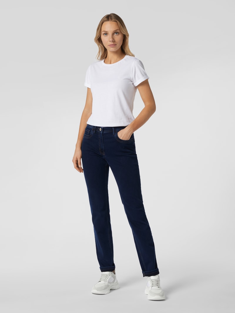 Coloured Straight Fit Jeans Modell GINA in marineblau