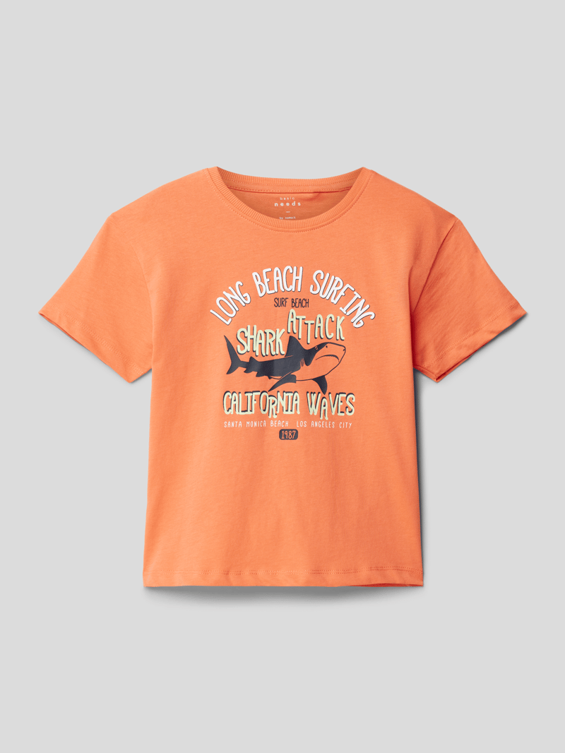 T-Shirt aus Baumwolle mit Motiv-Print Modell 'VAGNO' in apricot