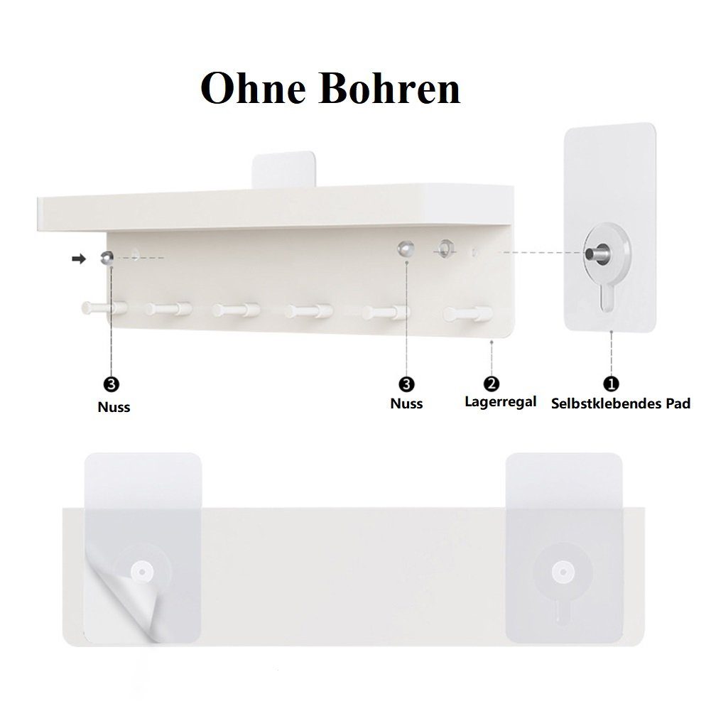 OSTWOLKE Schlüsselleiste Edelstahl Schlüsselleiste Schlüsselbrett Schlüsselhalter mit 6 Haken