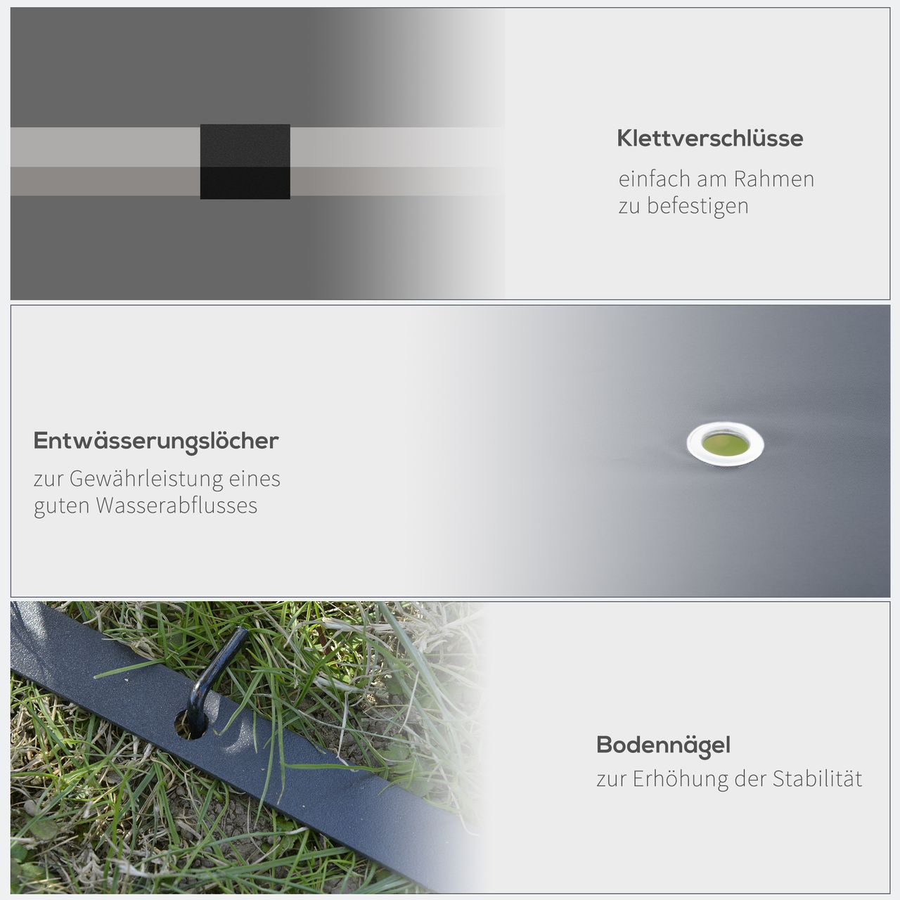 Outsunny Gartenpavillon 3 x 3 m Pavillon Gartenzelt Festzelt Partyzelt Stahl Polyester Grau
