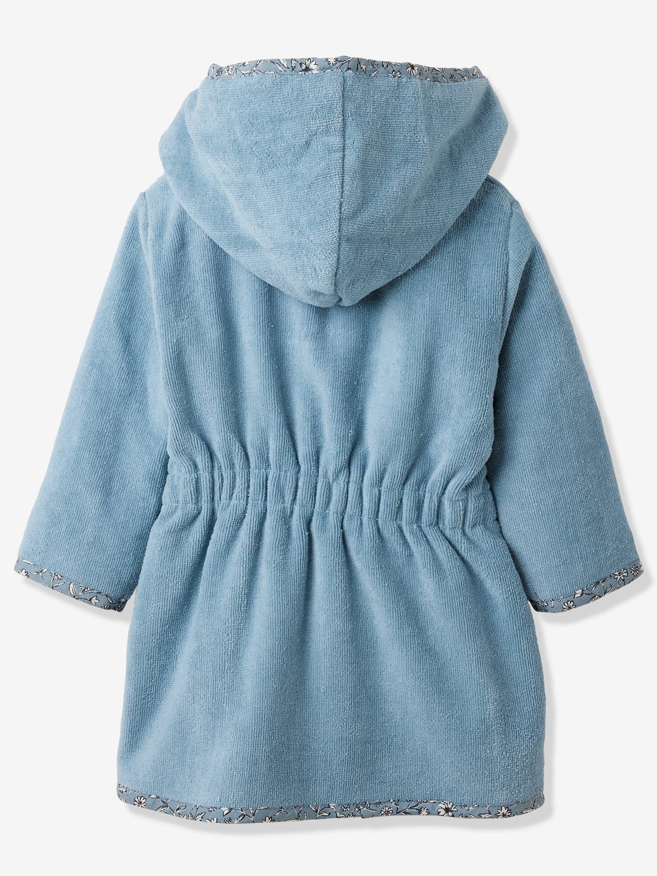 Vertbaudet Baby Bademantel INDIA, personalisierbar Oeko-Tex - blau bedruckt