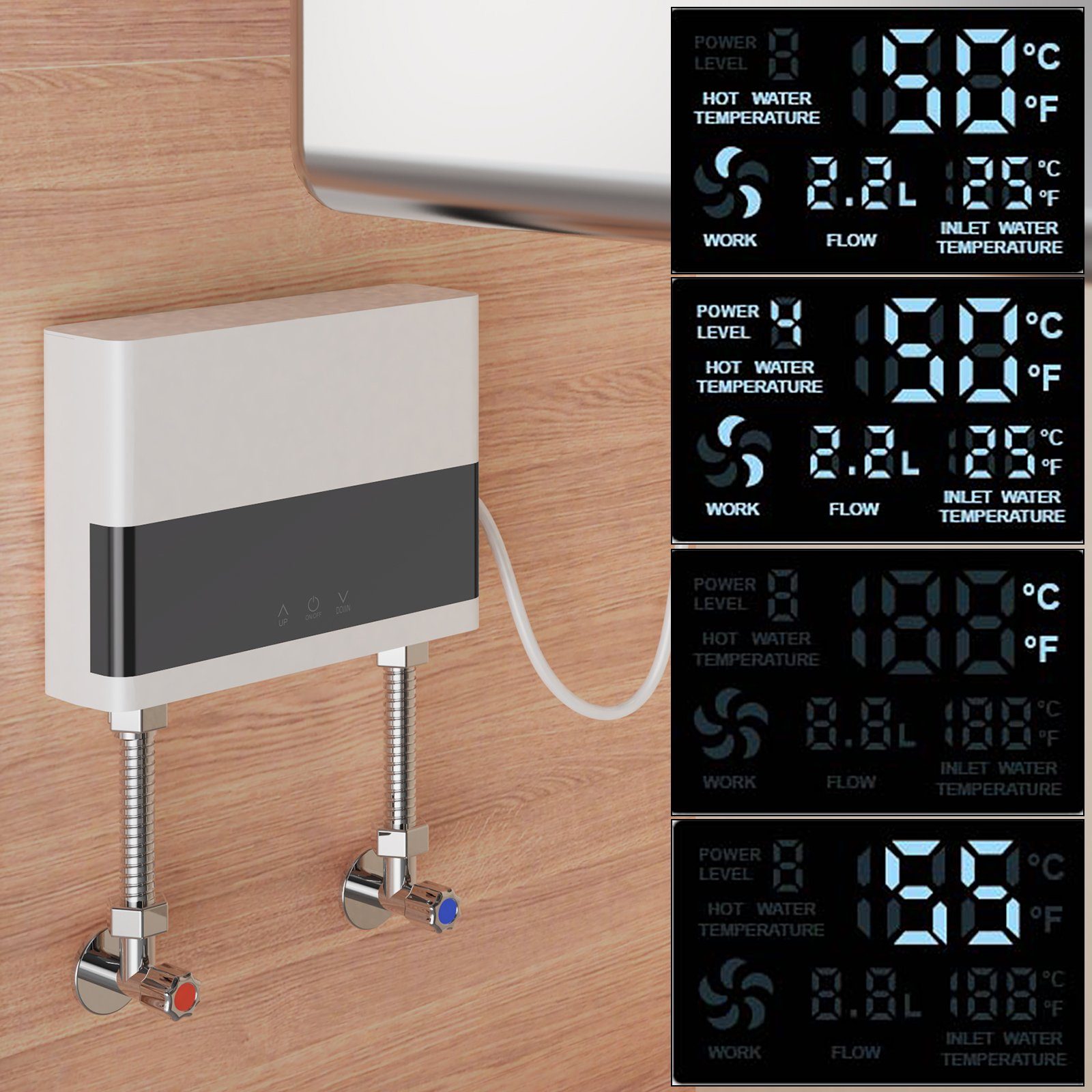 TWSOUL Durchlauferhitzer Elektronischer Durchlauferhitzer Küche 6000W Warmwasserbereiter, 30,00 °C, max 55,00 °C