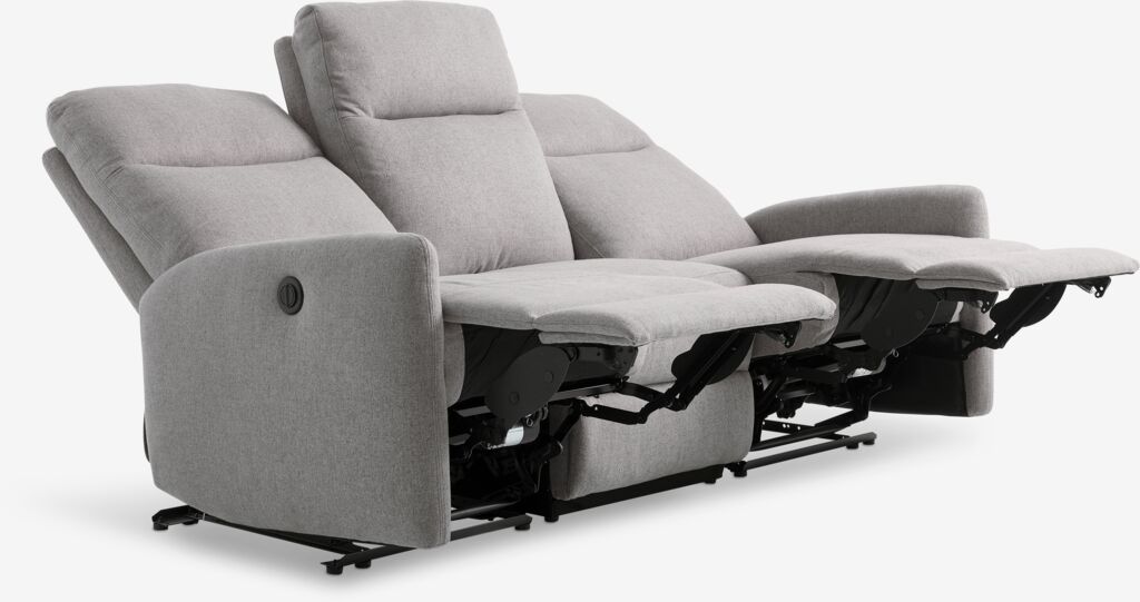 VONSILD lenestolsofa VONSILD 3-seter elektrisk, lys grå, stoff