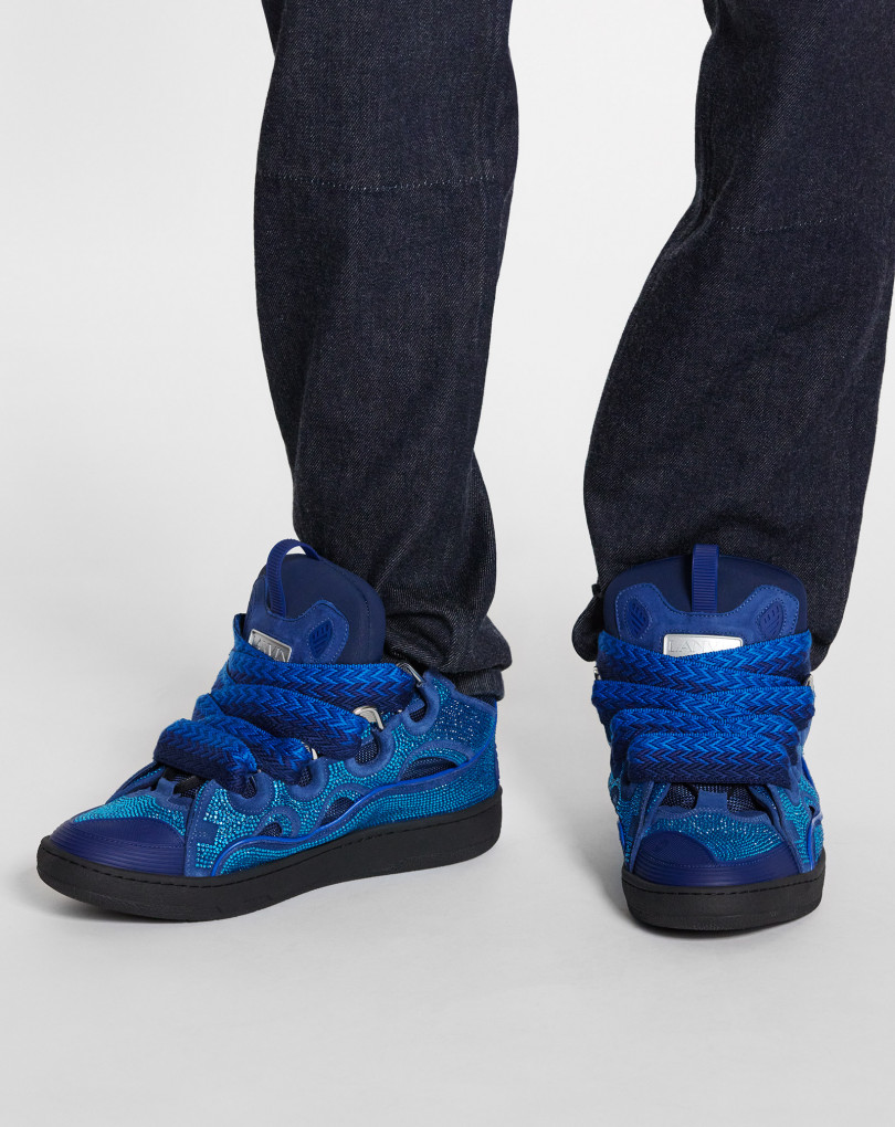 SNEAKERS CURB EN CUIR ET STRASS