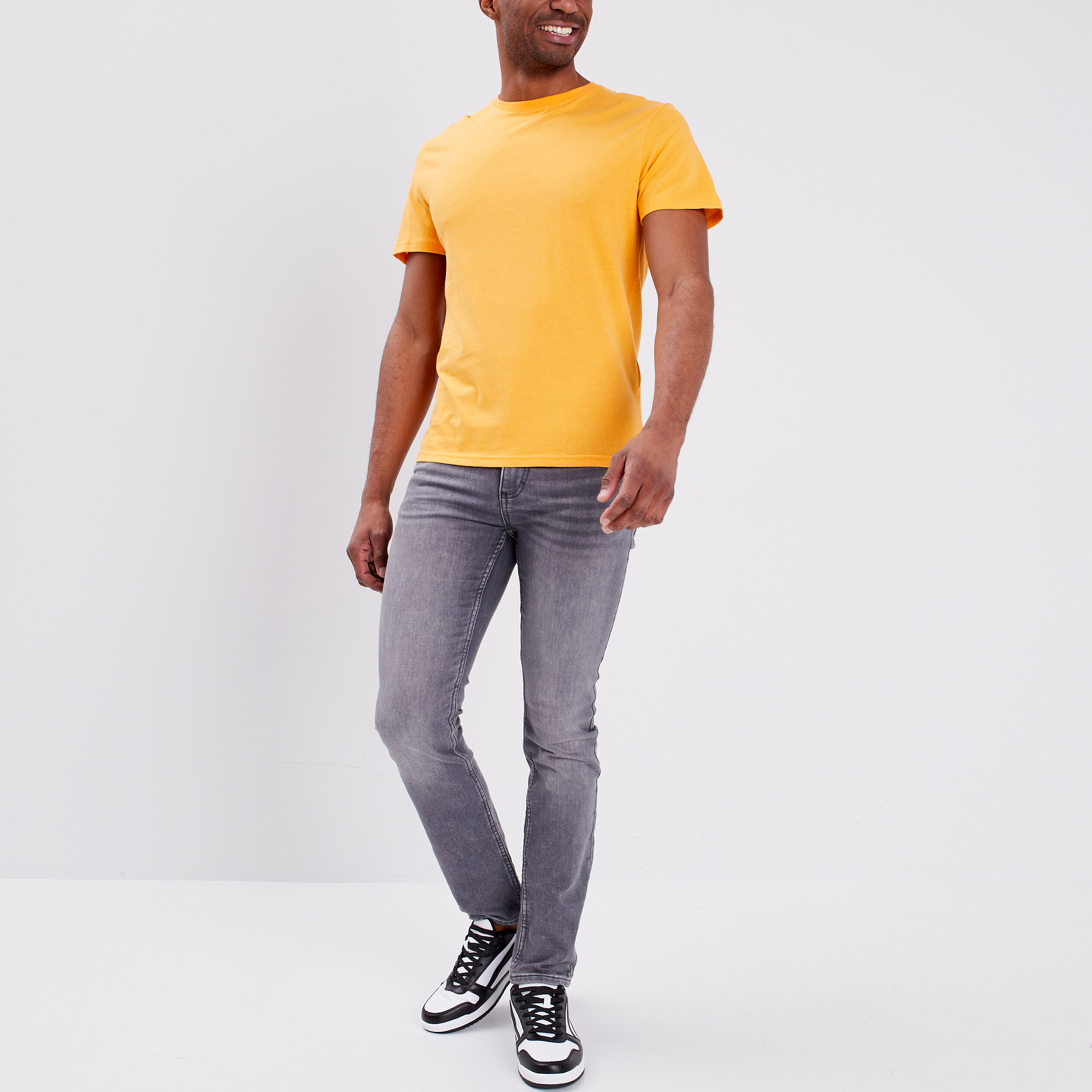 T-shirt en coton manches courtes orange clair homme | La Halle