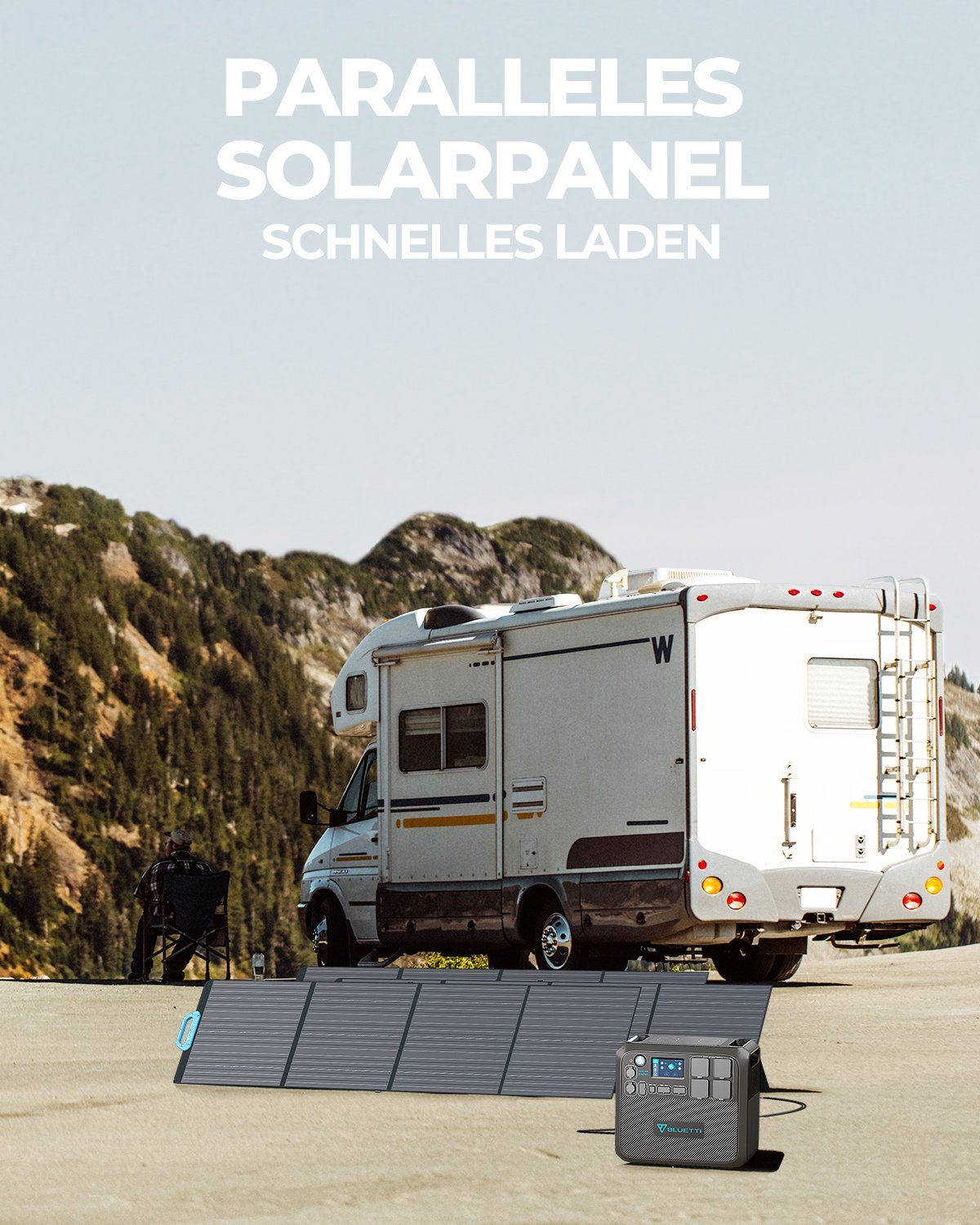 BLUETTI Stromerzeuger EB70 Solar Generator mit 200W Solar Panel, (mit 2 1000W AC Ausgängen Tragbare Powerstation kit für Autoreisen, Netzunabhängig, Stromausfälle, 1-tlg), 716Wh LiFePO4 Batterie-Backup