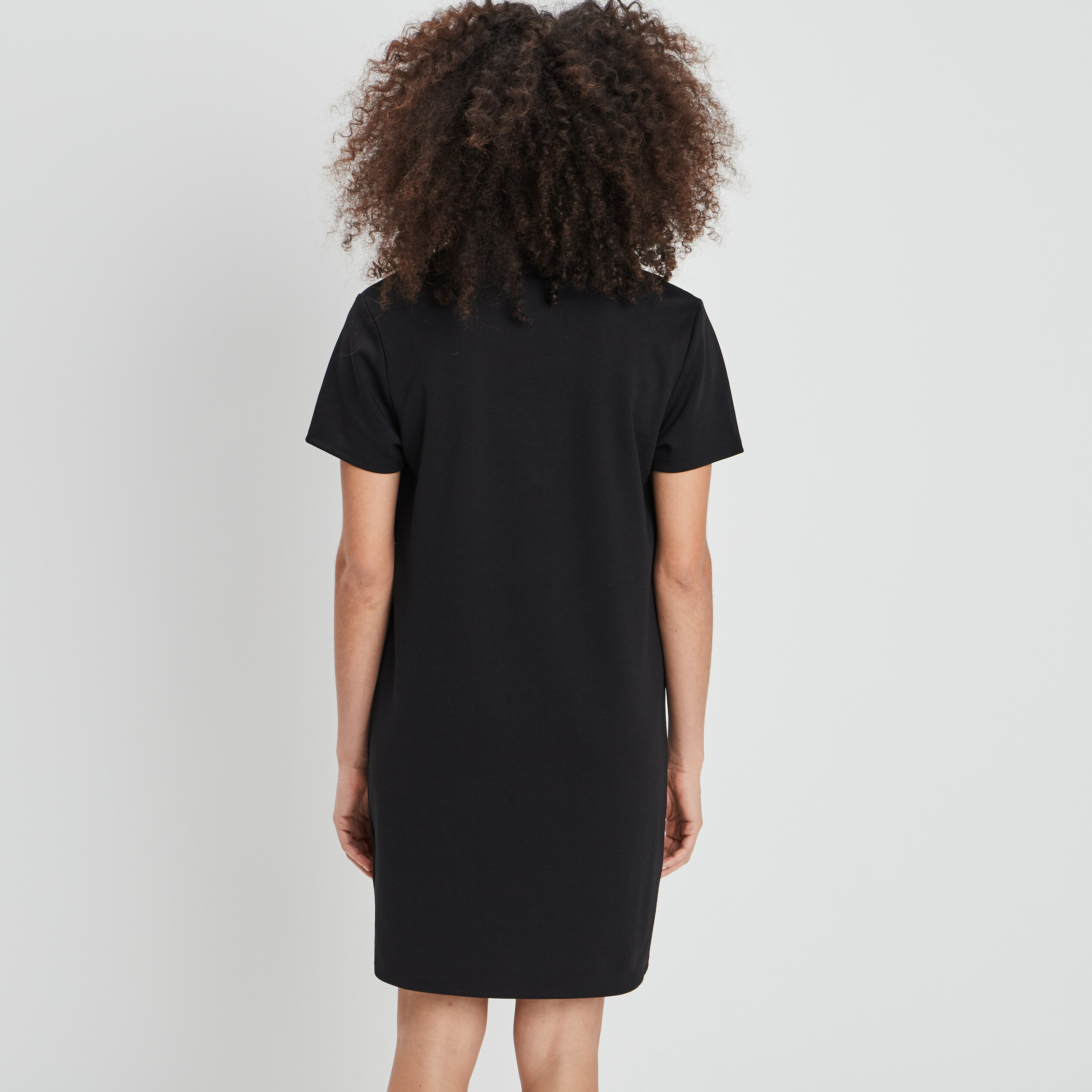 Robe droite manches courtes col polo noir femme | La Halle