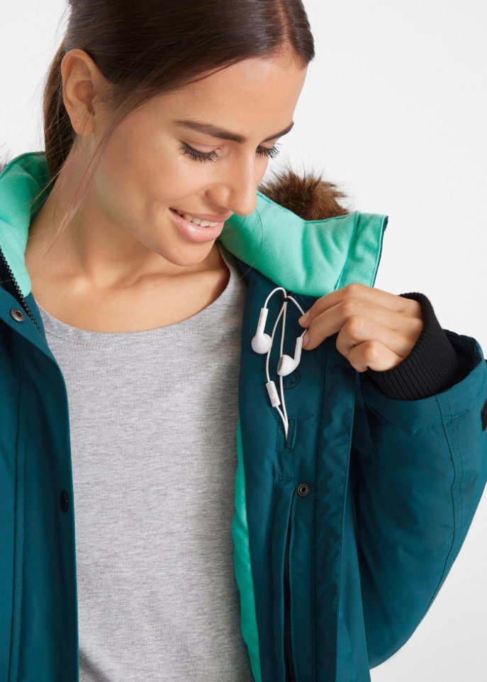 Funktions-Outdoor-Longjacke mit Kapuze