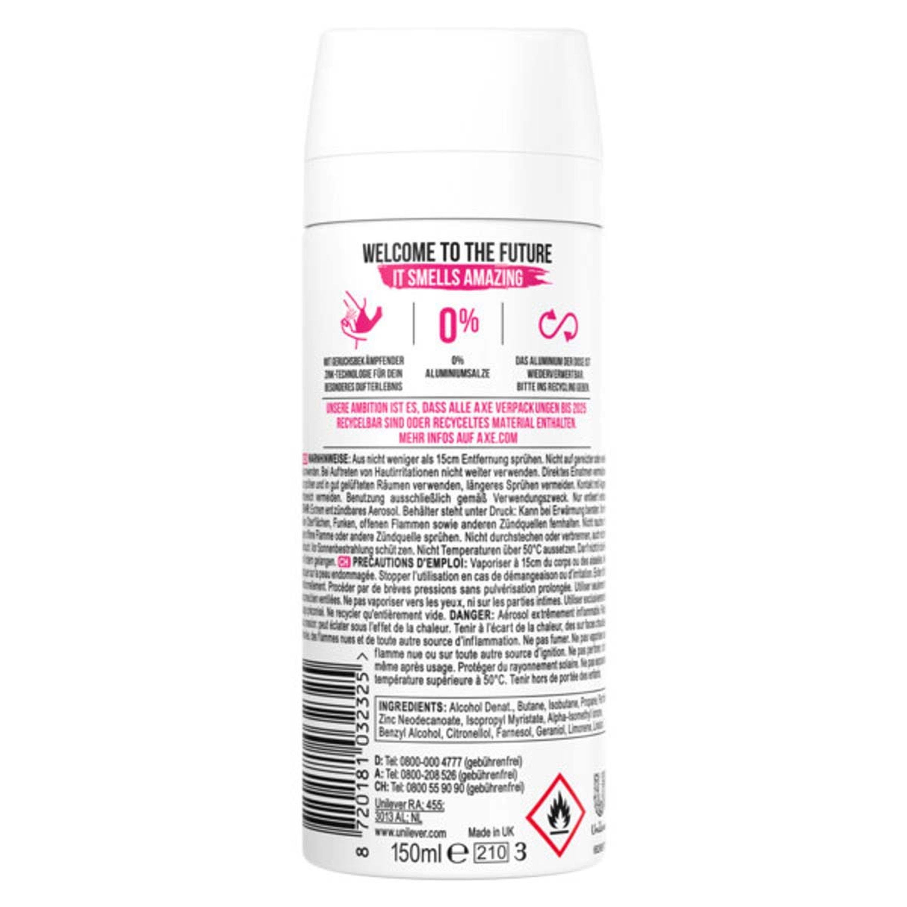 axe Deo-Set Bodyspray Anarchy for Her Deo Deospray ohne Aluminiumsalze 6x150ml
