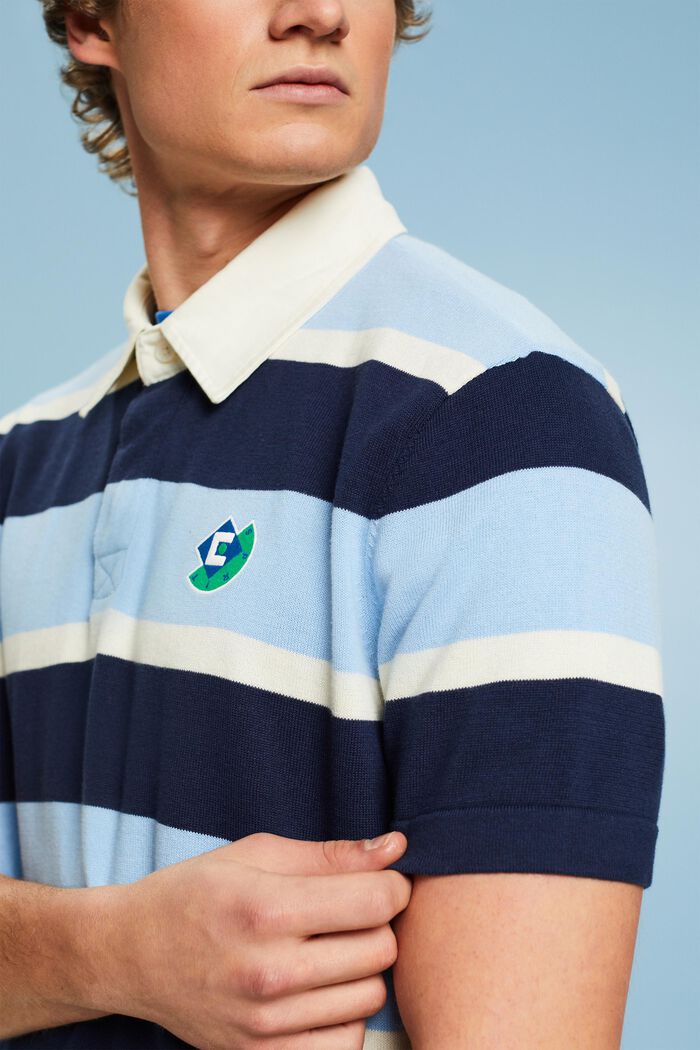 Gestreiftes Baumwoll-T-Shirt mit Logo und Polokragen