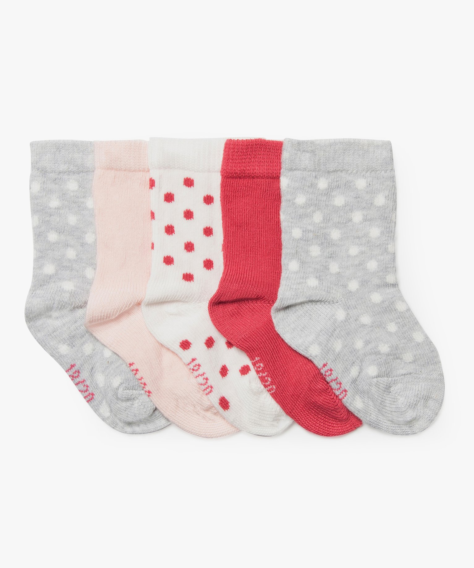 Chaussettes bébé fille (lot de 5) à pois gris | GEMO