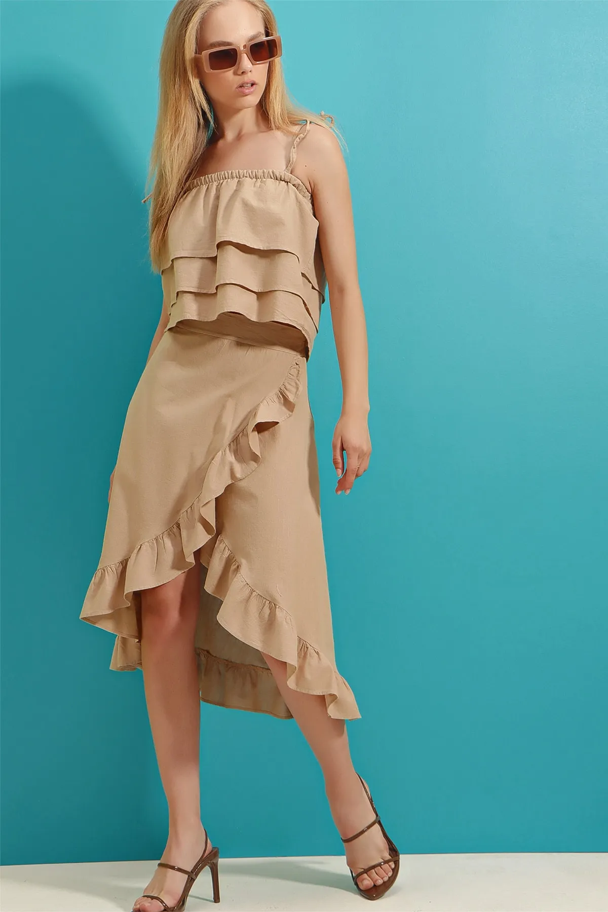 Trend Alaçatı Stili  Zweiteiler - Beige - Regular Fit