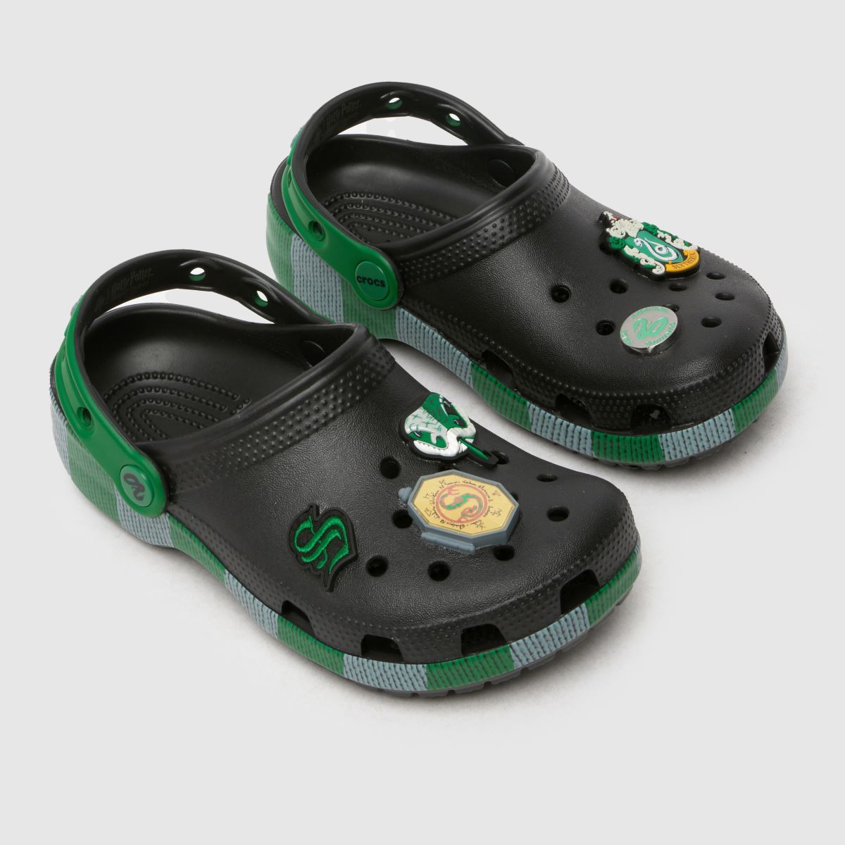 Crocs fekete és zöld Slytherin klumpa junior szandál