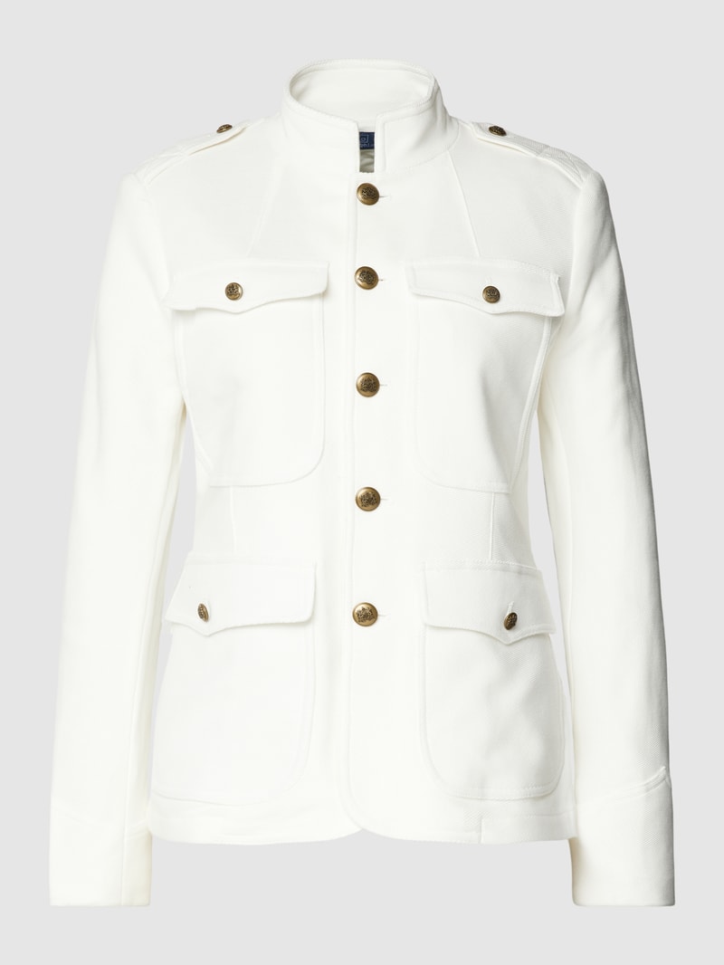 Blazer mit Pattentaschen und Knopfleiste in offwhite