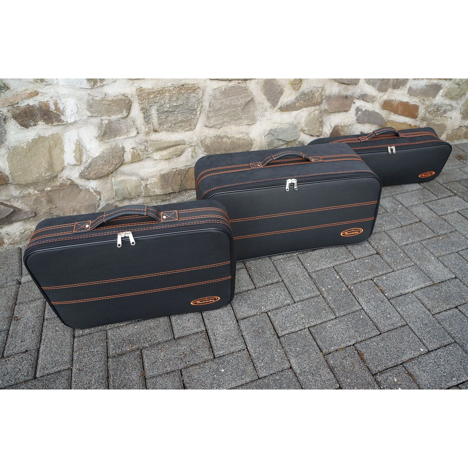 Roadsterbag Mazda MX-5 ND + RF (EU) Sonderedition - 3tlg. Kofferset Kofferraum - Naht Orange\/Futter Schwarz (EU)