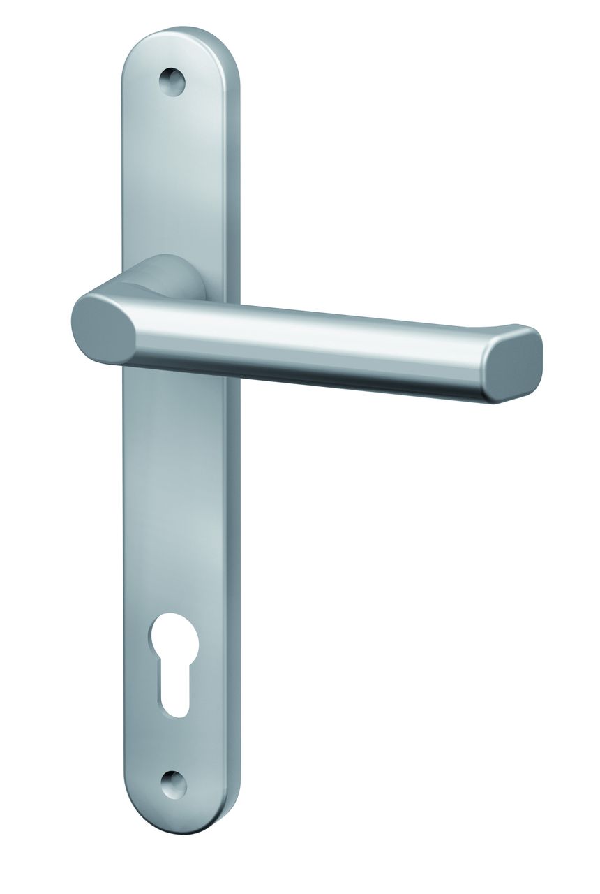 Basi 1/2-Schmalrahmen-Drücker-Garnitur (innen) - rund - Alu Silber - Lochung: PZ - 92/8 mm
