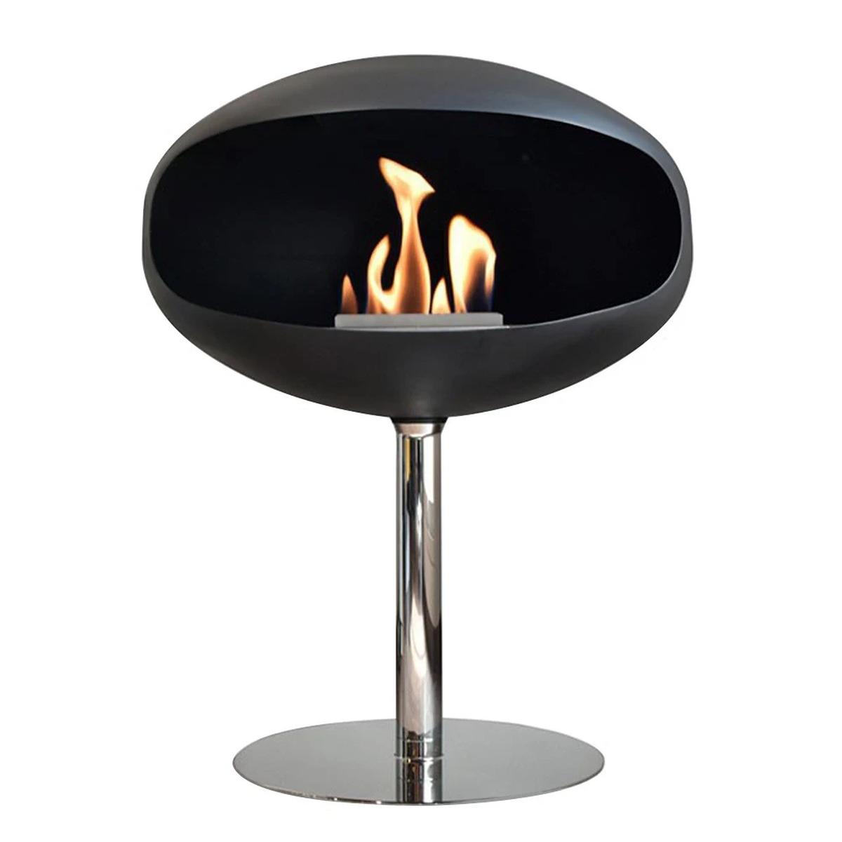 Cocoon Fires Kokonsockel, Schwarz, freistehender Bioethanol-Kamin, leicht beweglich, 3 kW