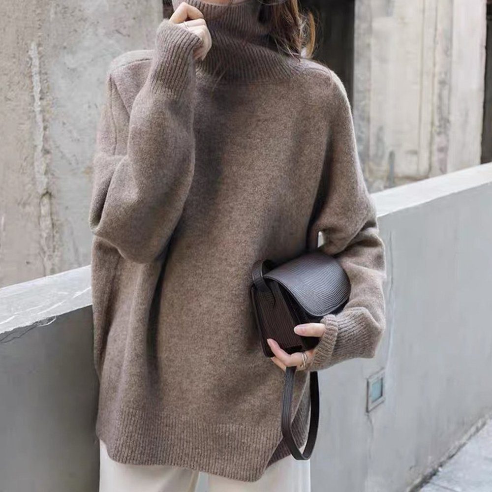 FYLA Rollkragenpullover Damen Pullover mit hohem Halsausschnitt und weichen langen Ärmeln (1-tlg)