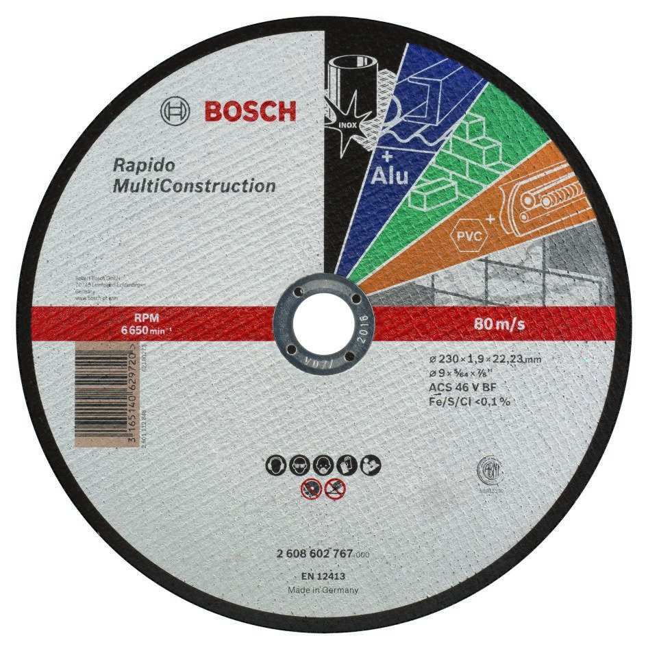 Bosch Blue Accessories 2608602767 Lige skæreskive Rapido Multi Construction ACS 46 V BF, 230 mm, 1,9 mm