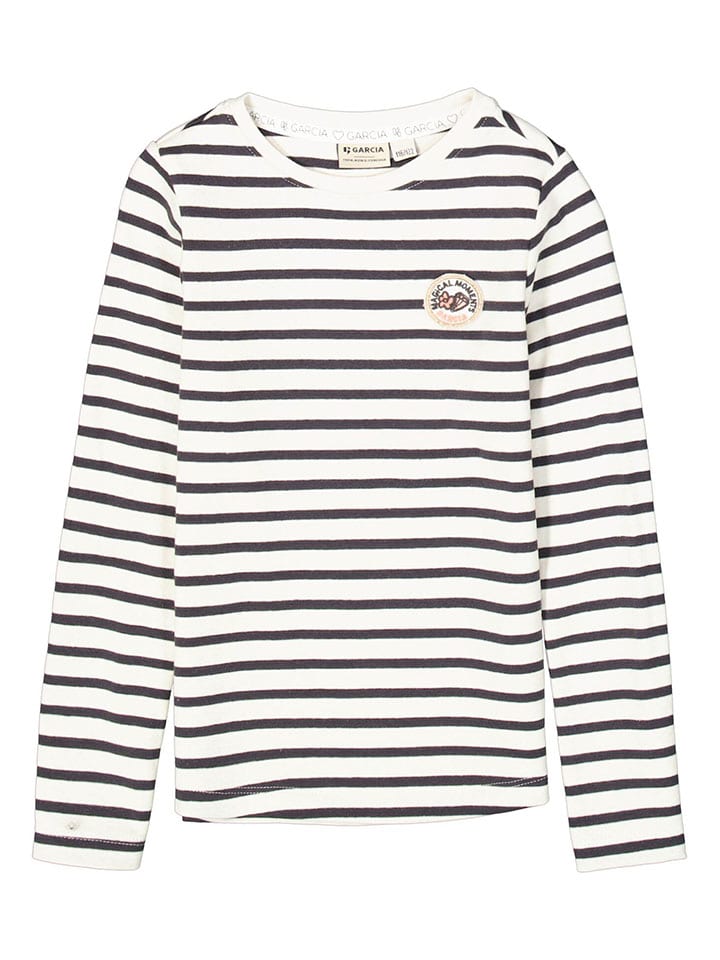 Garcia Longsleeve in Weiß/ Schwarz günstig kaufen
