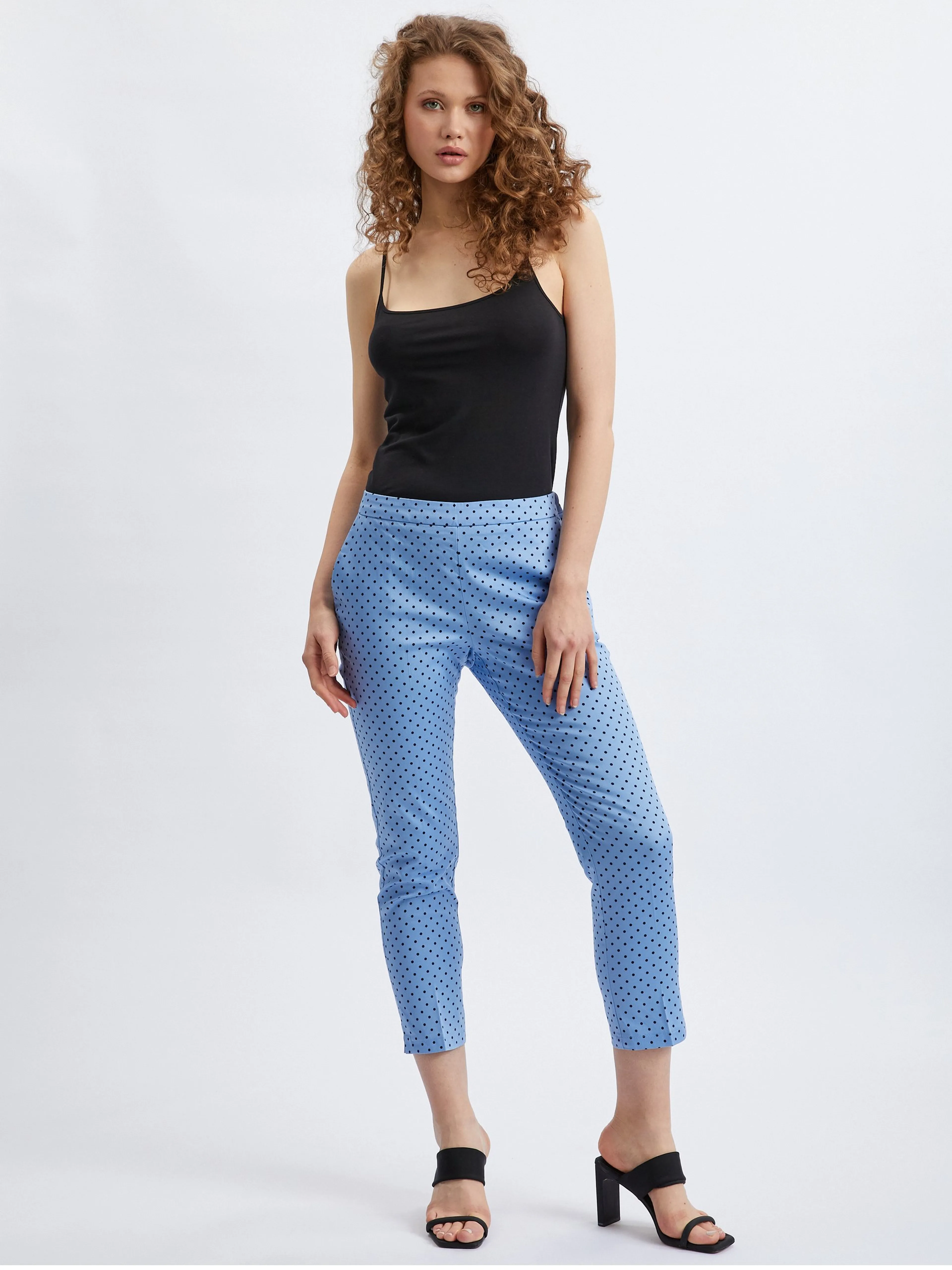 Blaue dreiviertellange Damen-Polka-Dot-Hose ORSAY