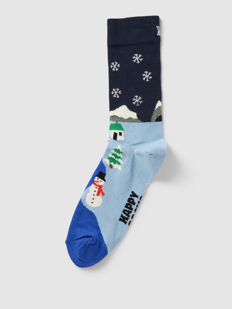 Socken mit Motiv-Print in dunkelblau
