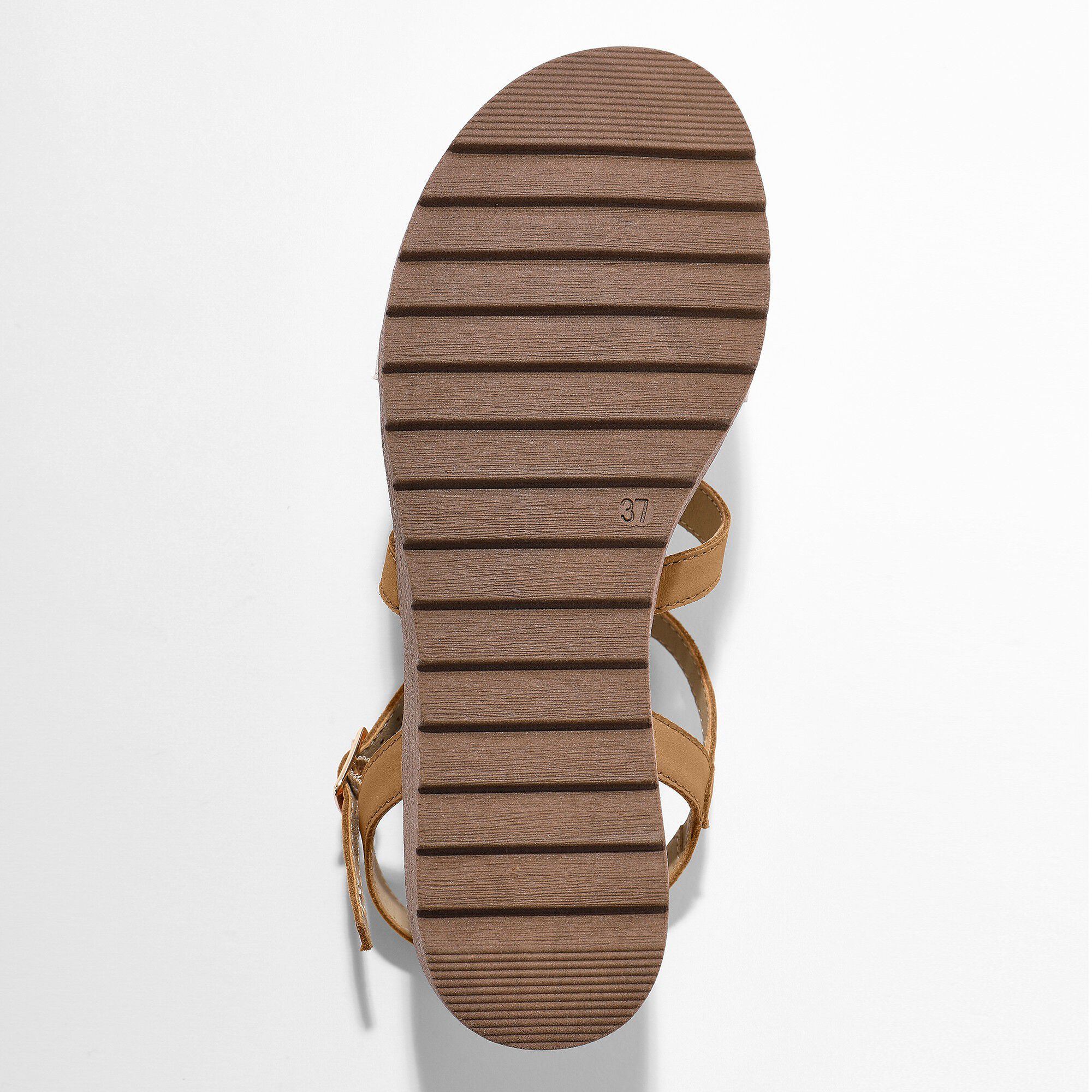 Sandales compensées cuir bi-matière