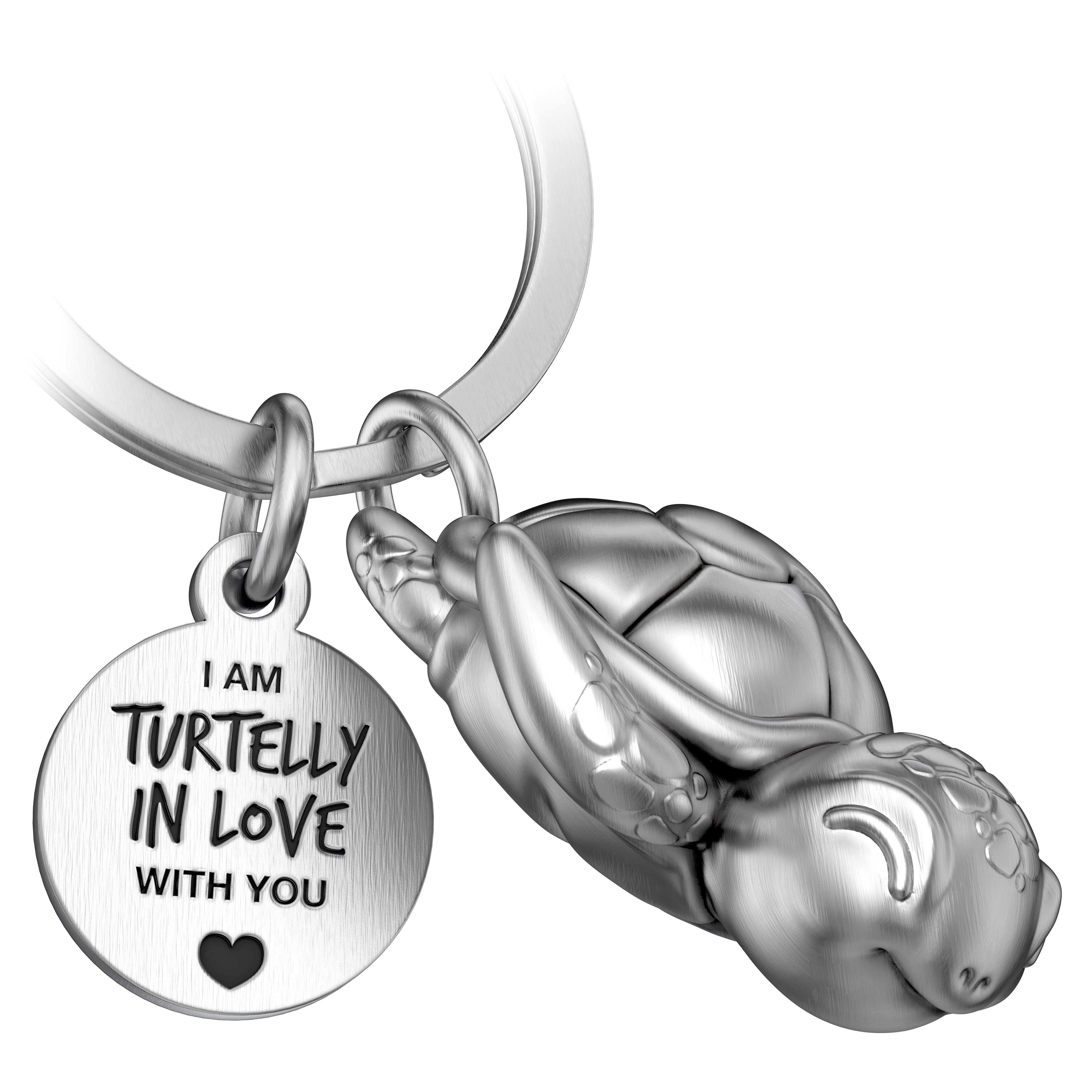 FABACH Schlüsselanhänger Schildkröte Snappy mit Gravur - Turtelly in Love - Geschenk Partner