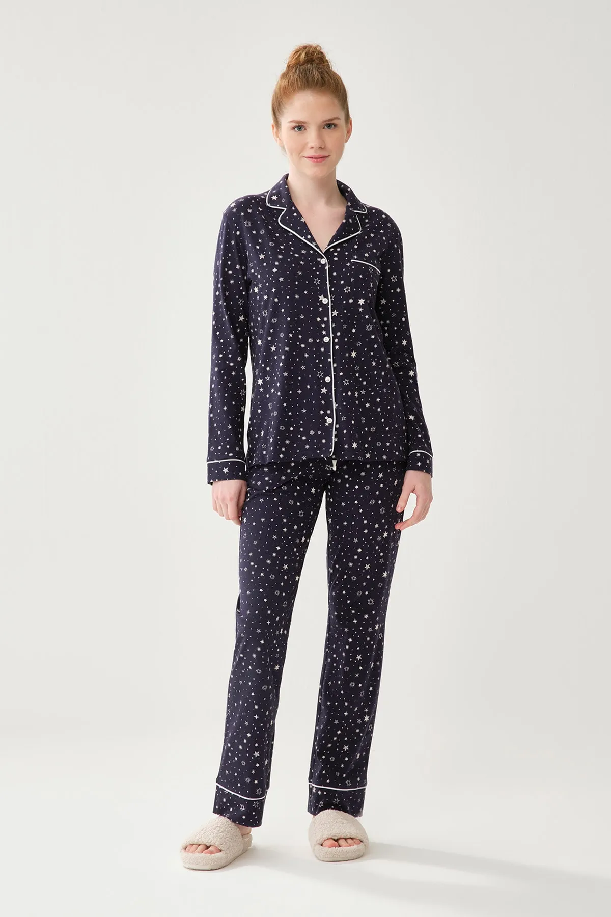 Dagi  Marineblaues Pyjama-Oberteil