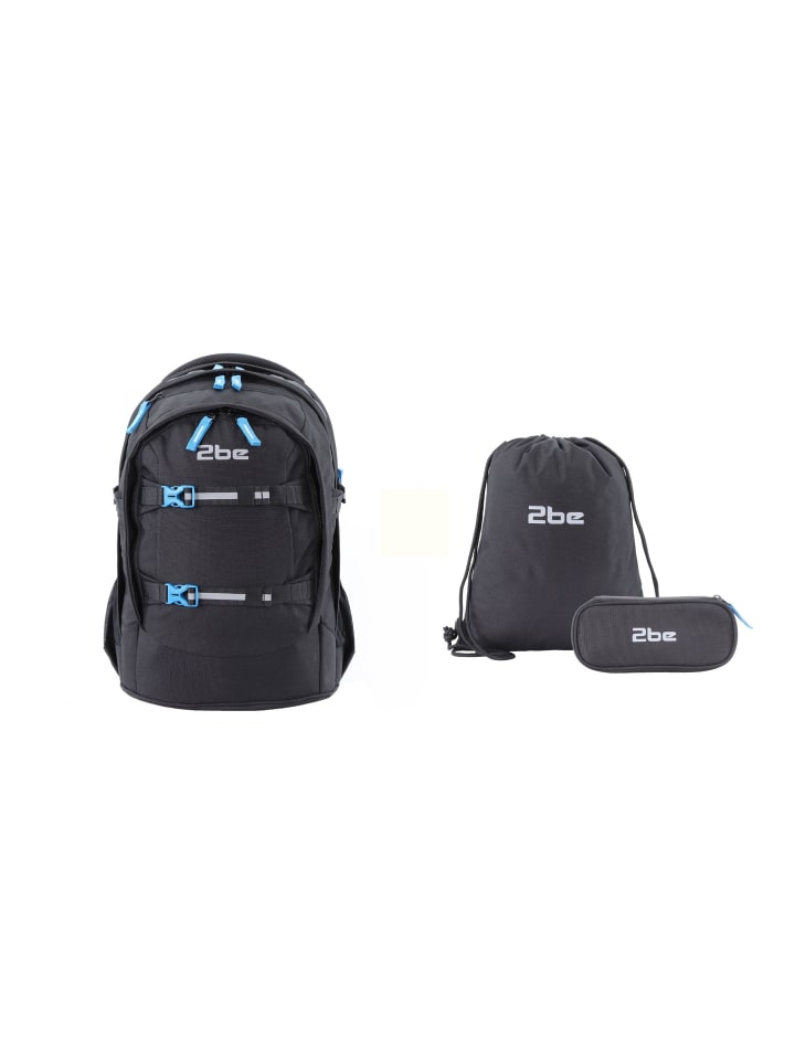 2Be 3er Set Schulrucksack Black in Black günstig kaufen onesize