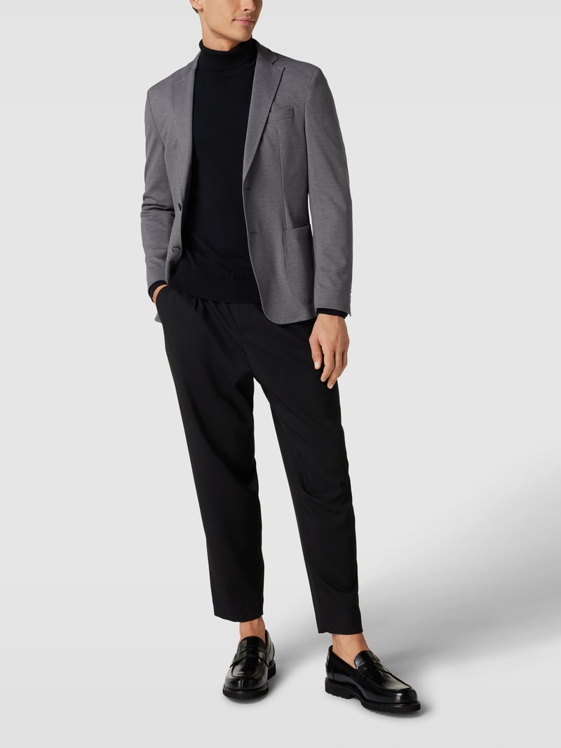Slim Fit 2-Knopfsakko mit Anstecknadel Modell 'Seba' in silber meliert