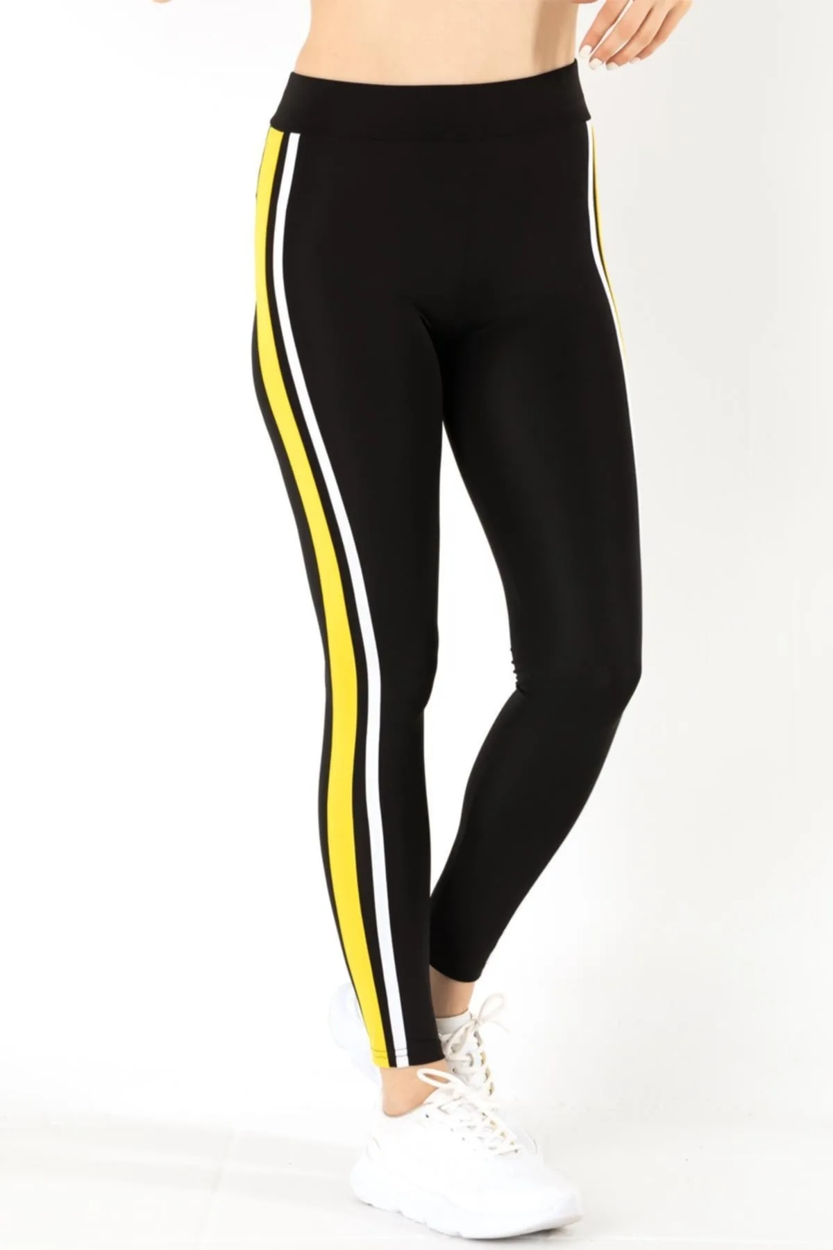 Doremi  Schwarze Active Sportive Doppelstreifen-Strumpfhose für Damen