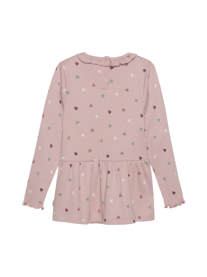 Minymo Longsleeve MITunic LS Rib AOP - 123304 KW Langarmshirt mit Raffungen in Rosa günstig kaufen