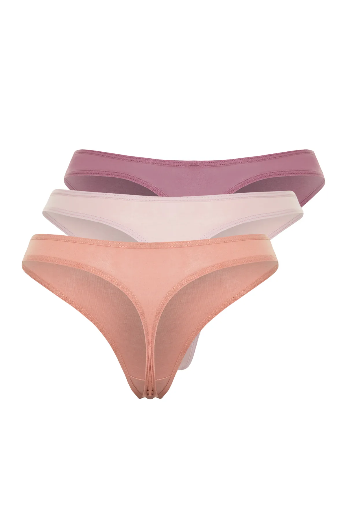 Trendyol Collection  3er-Pack Baumwoll-Tanga-Strickhöschen in Lila-Mehrfarbig THMSS21KU0135