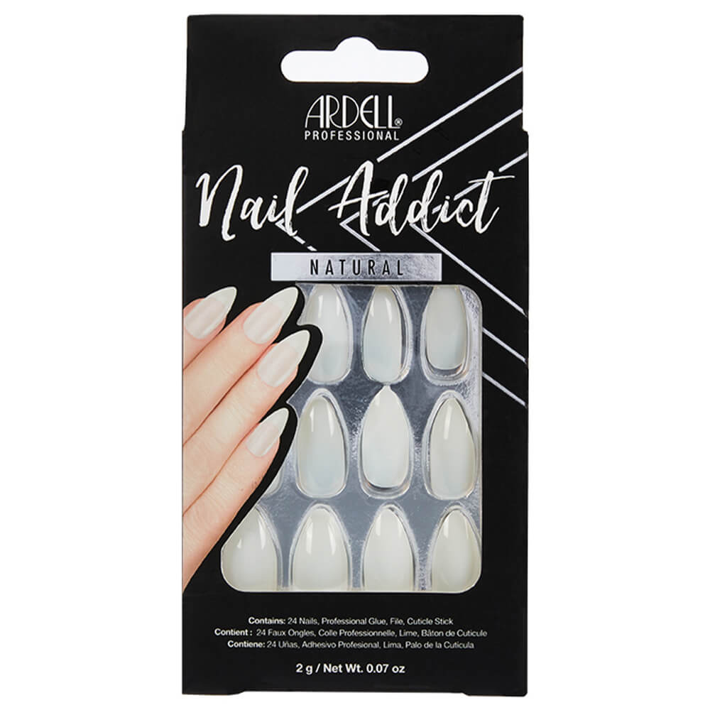 Ardell Nail Addict Natural Stilleto Faux-ongles prêt à poser Ardell avec accessoires