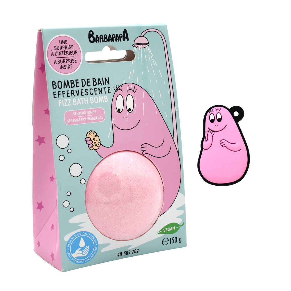takecare Boule de bain 150g + Medaillon Barbapapa Senteur Fraise Bombes de bain