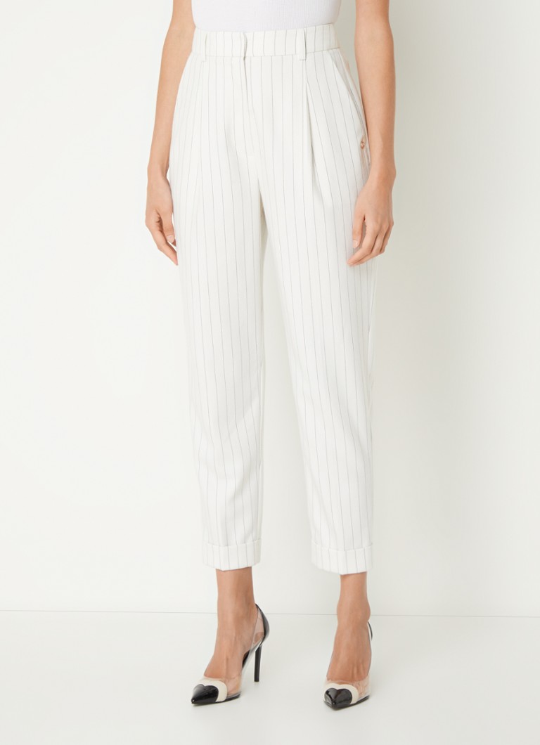 JOSH V Whitney high waist tapered fit trousers with pinstripe