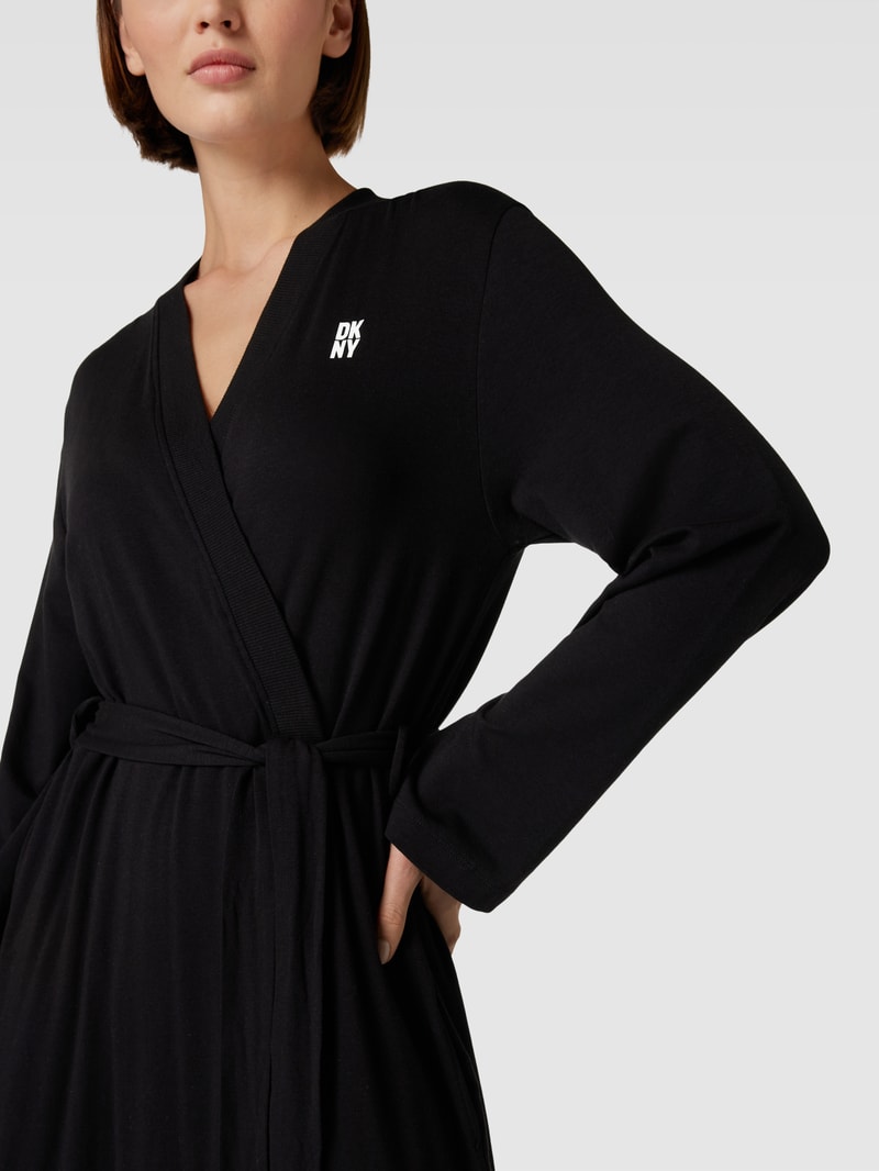 Morgenmantel mit Label-Print in schwarz