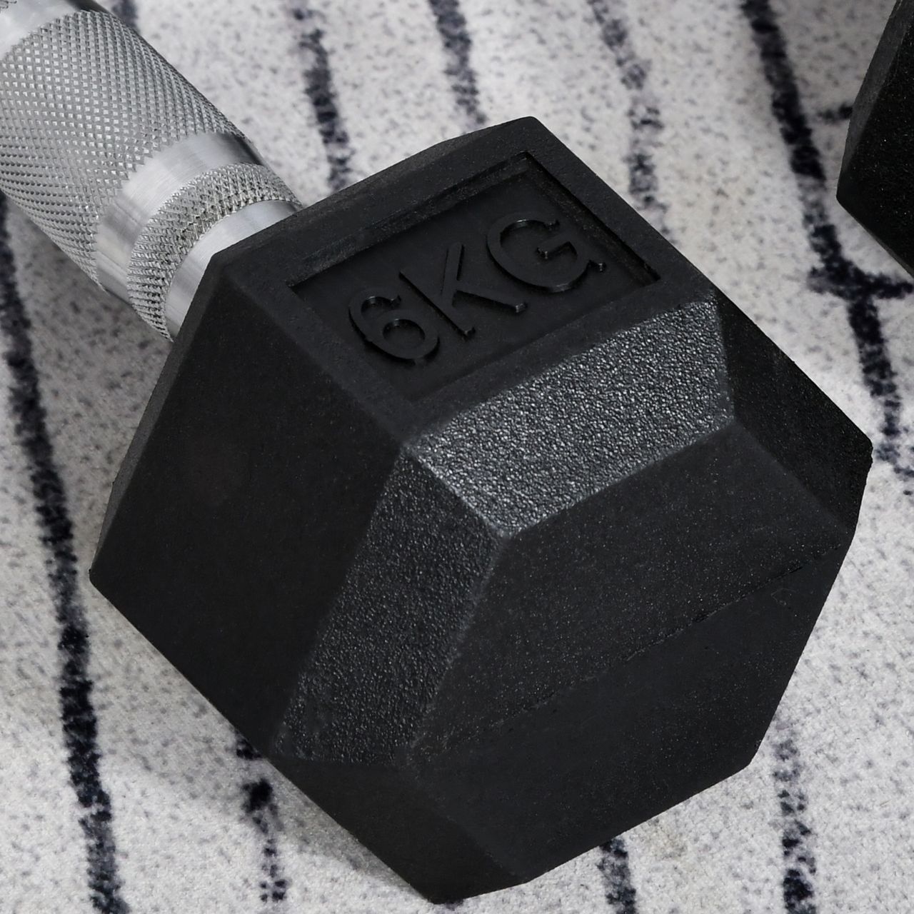 HOMCOM 2er-Set Gummi-Hantel Fitness Hantel Kurzhantel für Trainingsraum schwarz 6 KG