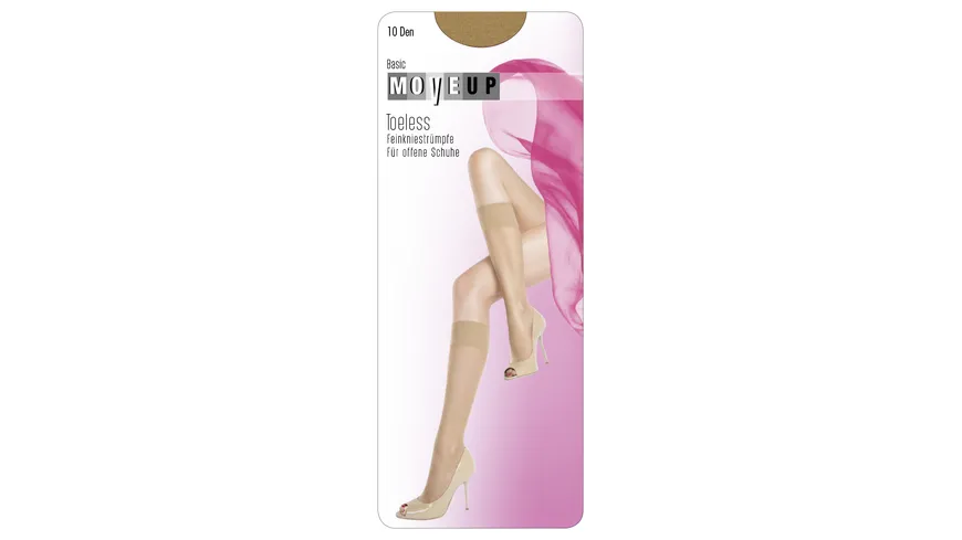 MOVE UP Damen Kniestrümpfe Toeless 10 DEN puder