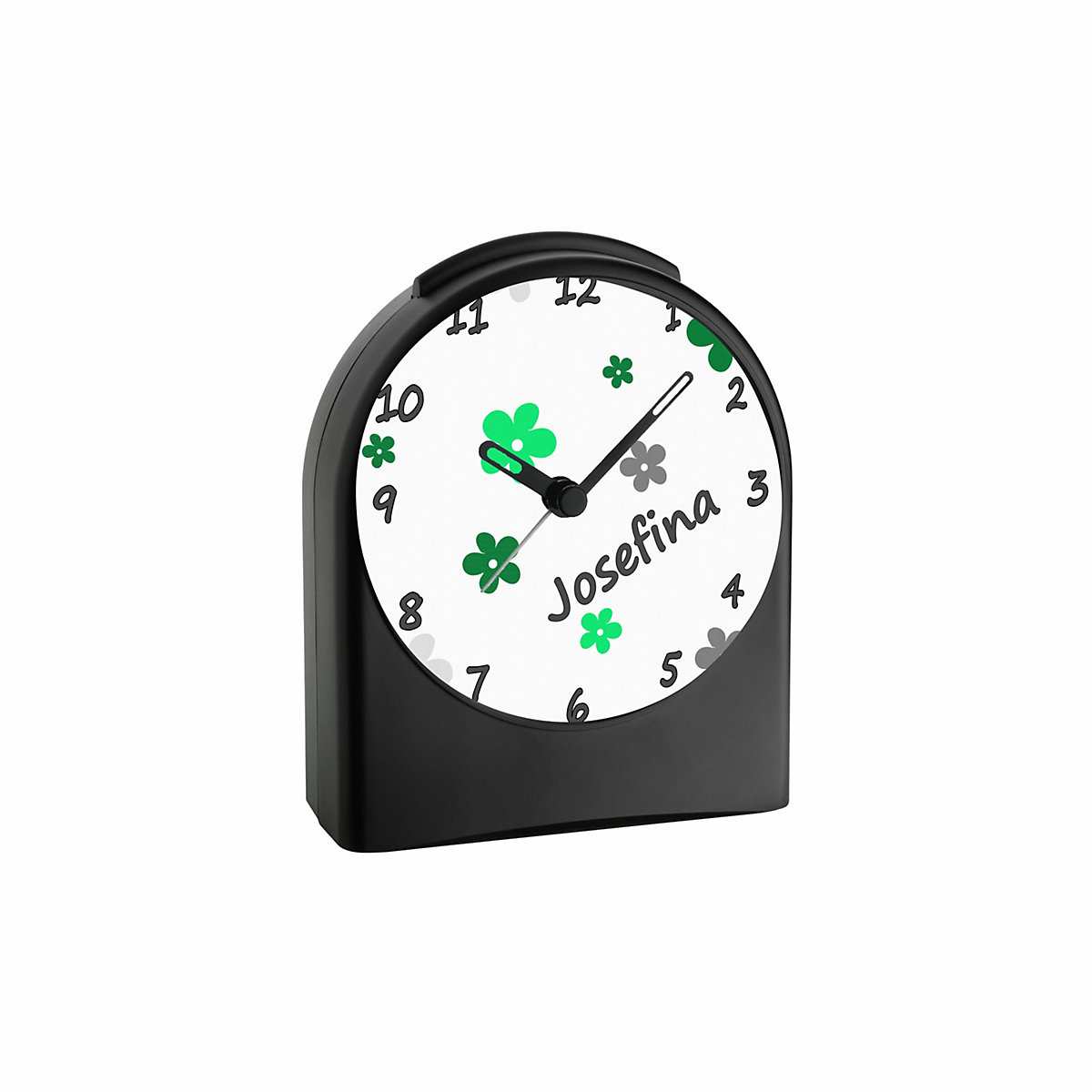 Kinder Funkwecker personalisiert mit Namen Blume Atom-/Funkuhr, 12-Stunden-Anzeigeformat, Schlummerfunktion, Nachtlicht, Geräuschlos/Ohne Ticken