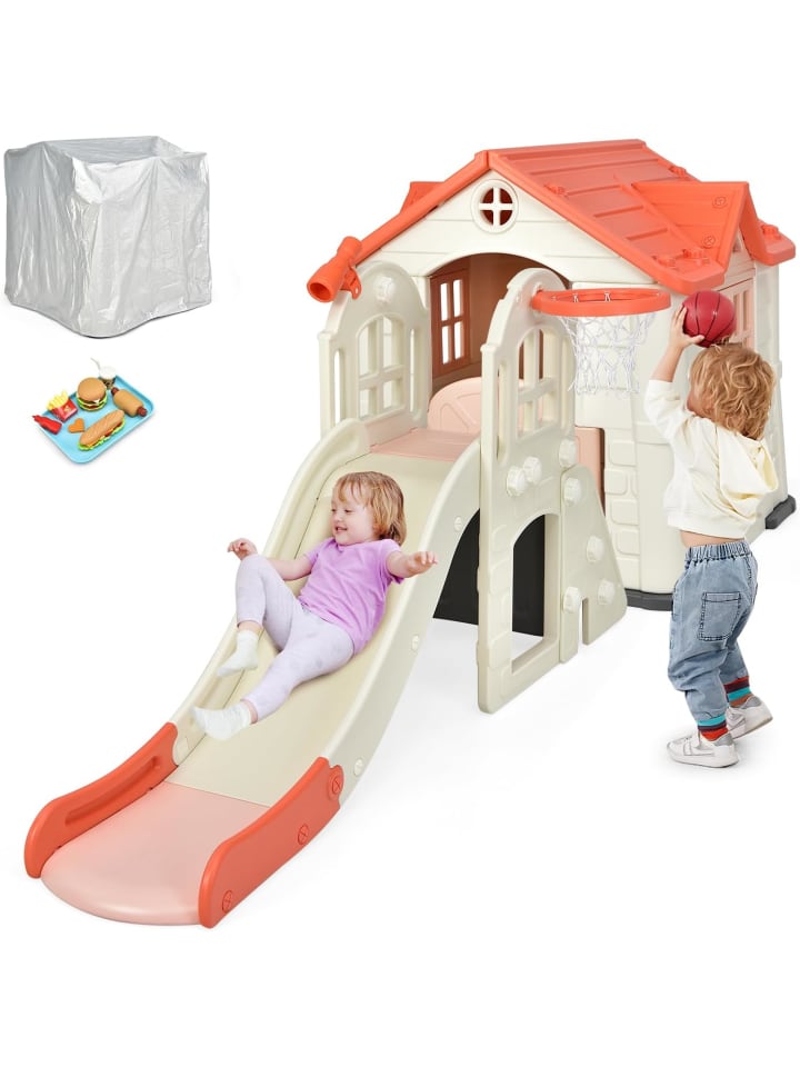 COSTWAY Spielhaus mit Rutsche in Rosa günstig kaufen onesize