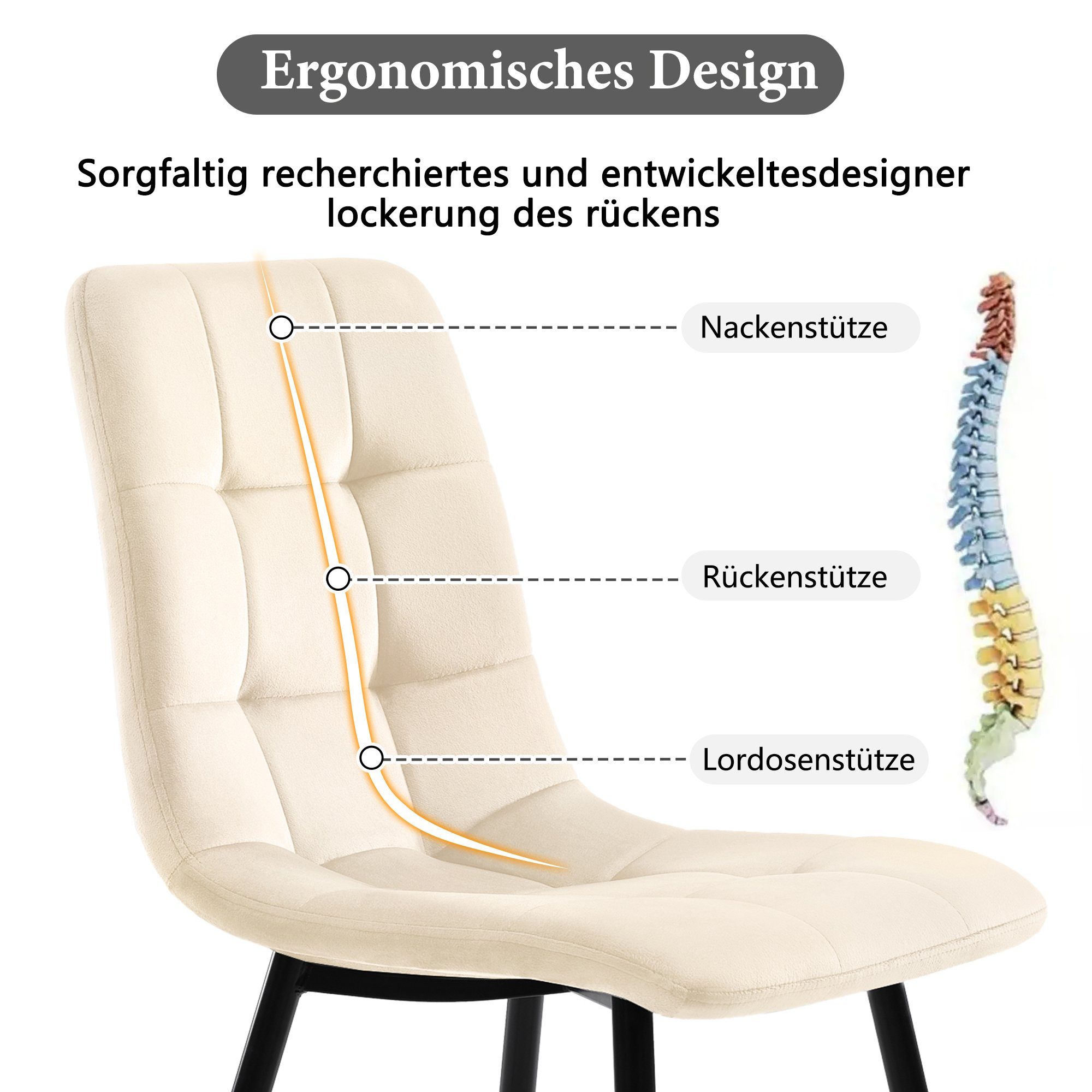 REDOM Essgruppe Ein Tisch und vier Stühle, (5-tlg), Küchetisch Esszimmerstuhl Set, Metallbeine