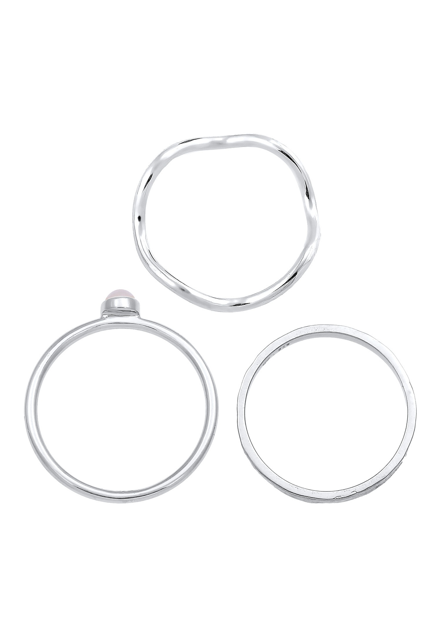 Set di anelli solitario da donna Elli PREMIUM con quarzo rosa in argento sterling 925